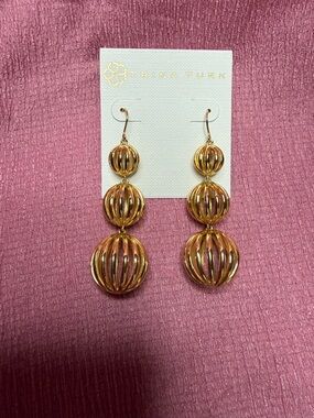Trina Turk Gold Three-Tier Orb Drop Earrings